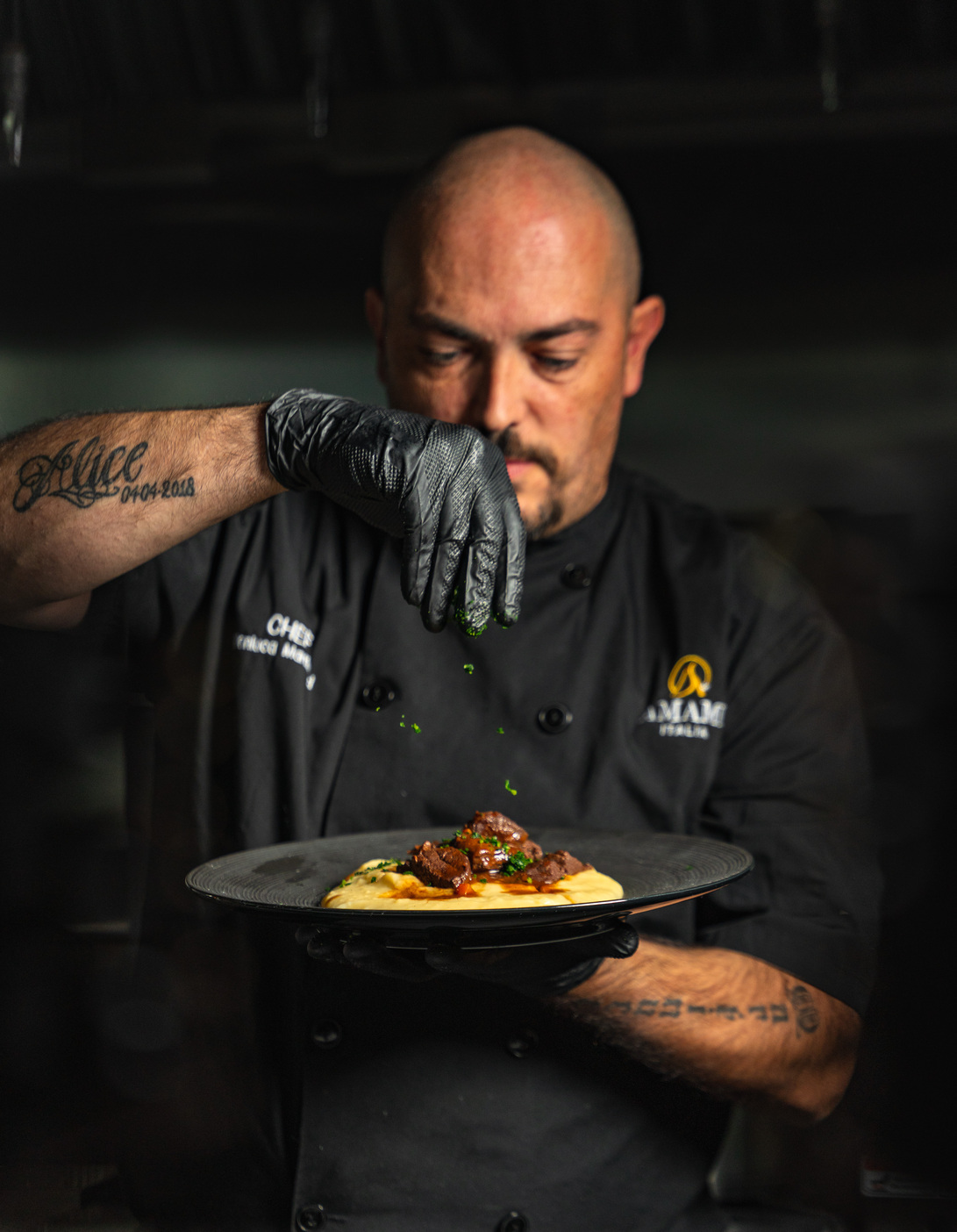 Chef with a finished plate